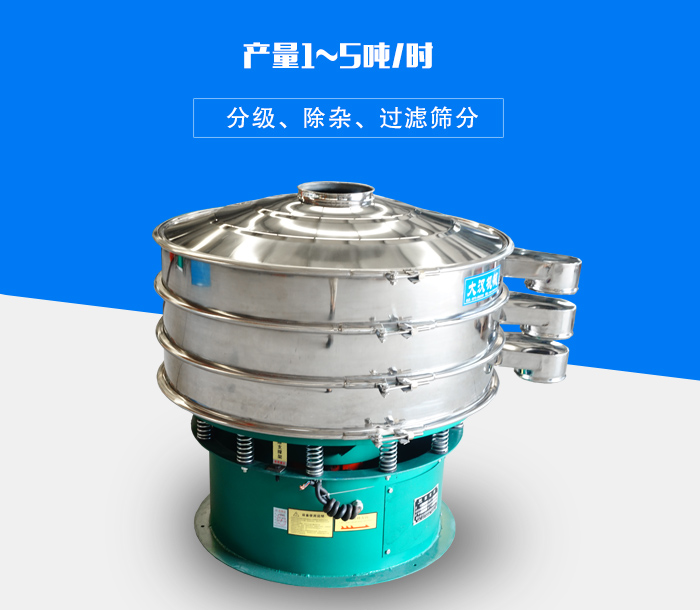 旋振篩可用于處理粉末、顆粒、液體，產量可達5噸/時